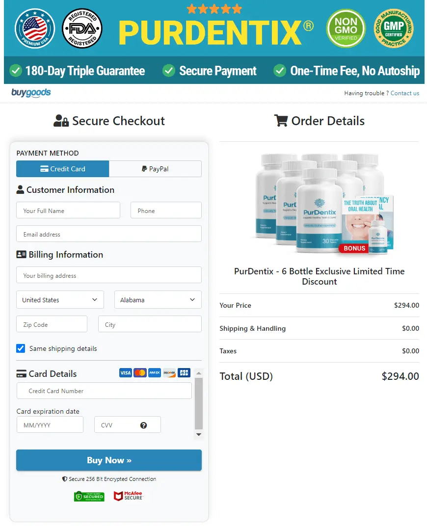 PurDentix order page